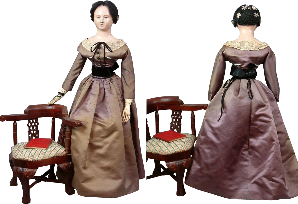 Incredible 28" Open Mouth French Papier Mache Lady - Satin (1024x1024), Png Download