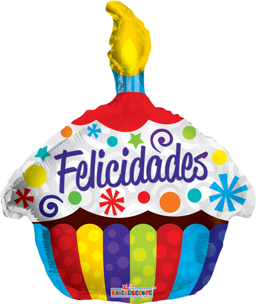 Globo 18″ Felicidades - 18" Felicidades Cupcake Balloon - Mylar Balloons Foil (600x600), Png Download