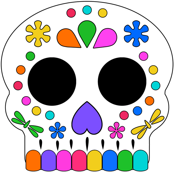 Day Of The Dead Masks Sugar Skulls Free Printable - Mask (768x768), Png Download