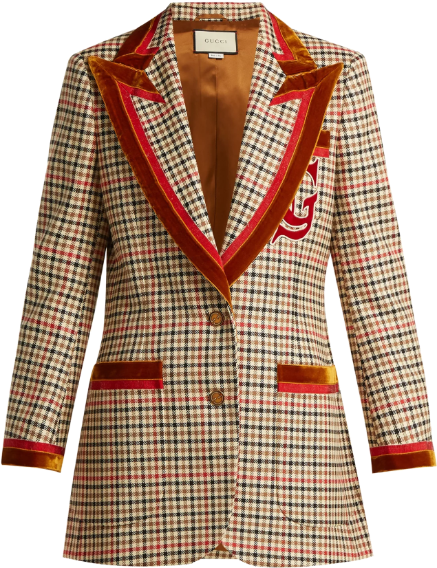 Gucci Red Velvet Trim Blazer - Wool (800x1067), Png Download
