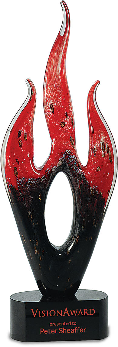 Red And Black Flame Art Glass - Red And Black Trophies (471x1200), Png Download