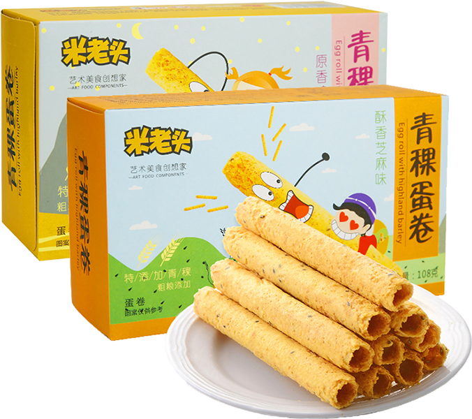 米老头 稞 稞 Egg Roll Heart Sesame Original Fragrant Egg - Snack (800x800), Png Download