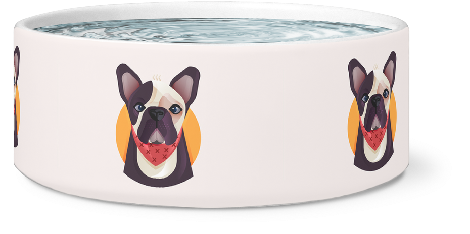 Frenchie World X Nickola Ceramic Dog Bowl - Bull Terrier (1024x1024), Png Download