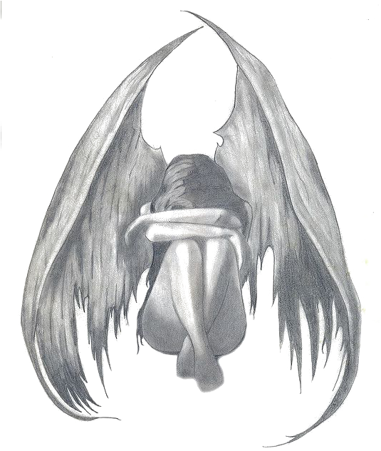 Banner Transparent Angel Pencil Sadness Sketch - Drawings Of Sad Angels (534x640), Png Download