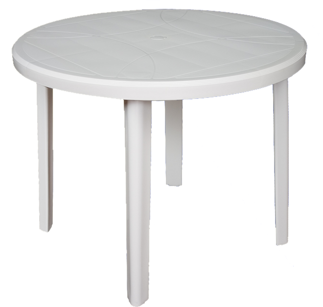 Zeus Round Table 92cm - Table Ronde De Jardin Zeus - Blanc - Ø 90 X 72 Cm (680x649), Png Download