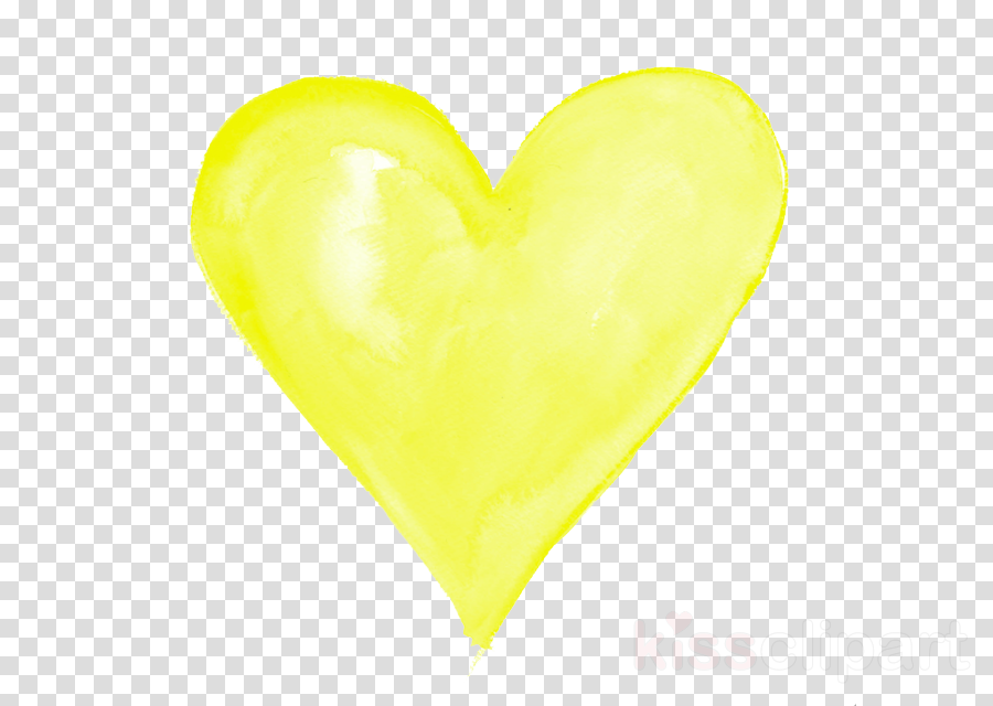 Yellow Watercolour Heart Clipart Watercolor Painting - Yellow Love Heart Transparent (900x640), Png Download
