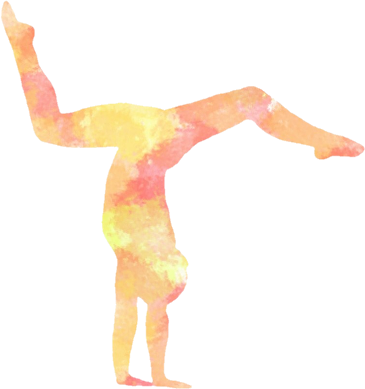 Gymnastic Handstand Orange Yellow Watercolor Watercolou - Gymnastics (768x817), Png Download