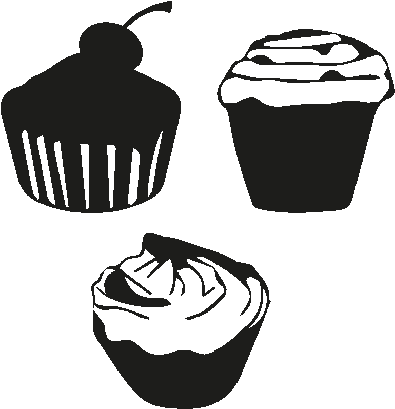 Sticker Deco Cupcake Ambiance Sticker Jus Cu Cupacake - Black (800x800), Png Download