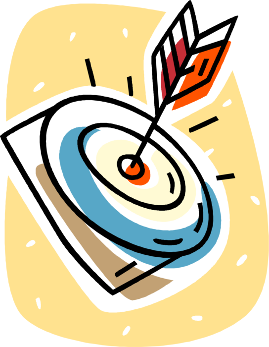 Vector Illustration Of Archery Marksmanship Bullseye - Illustration (544x700), Png Download