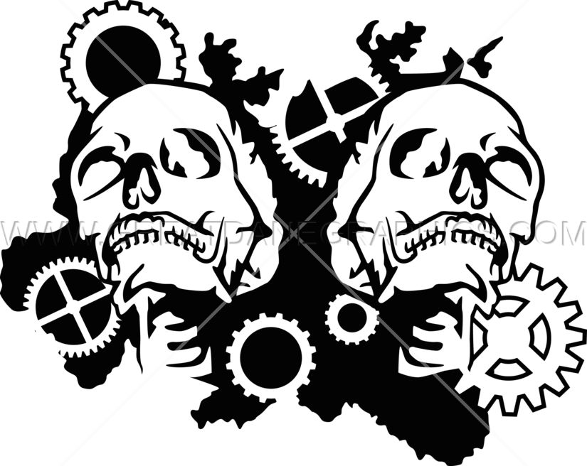 Skull Production Ready Artwork - Gear Tribal Skull Png (825x656), Png Download