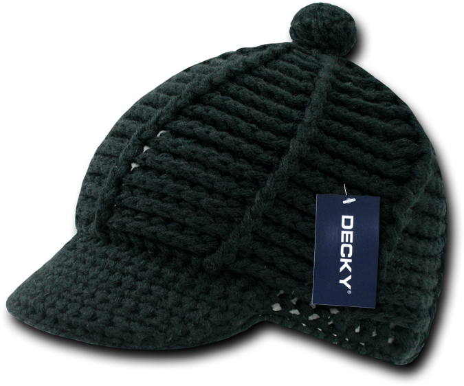 Hand Knit Reggae Jamaican Style Winter Cap Beanie Knit - Decky 624-blk Crocheted Short Jeep Cap, Black (700x700), Png Download