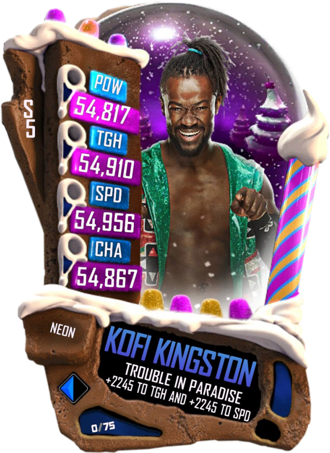 Kofikingston S5 23 Neon Christmas - Wwe Supercard (733x1158), Png Download