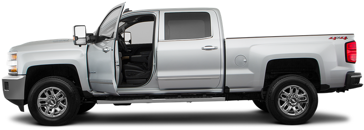Driver's Side Profile With Drivers Side Door Open - 2018 Chevrolet Silverado 2500 Ltz Silver (800x400), Png Download