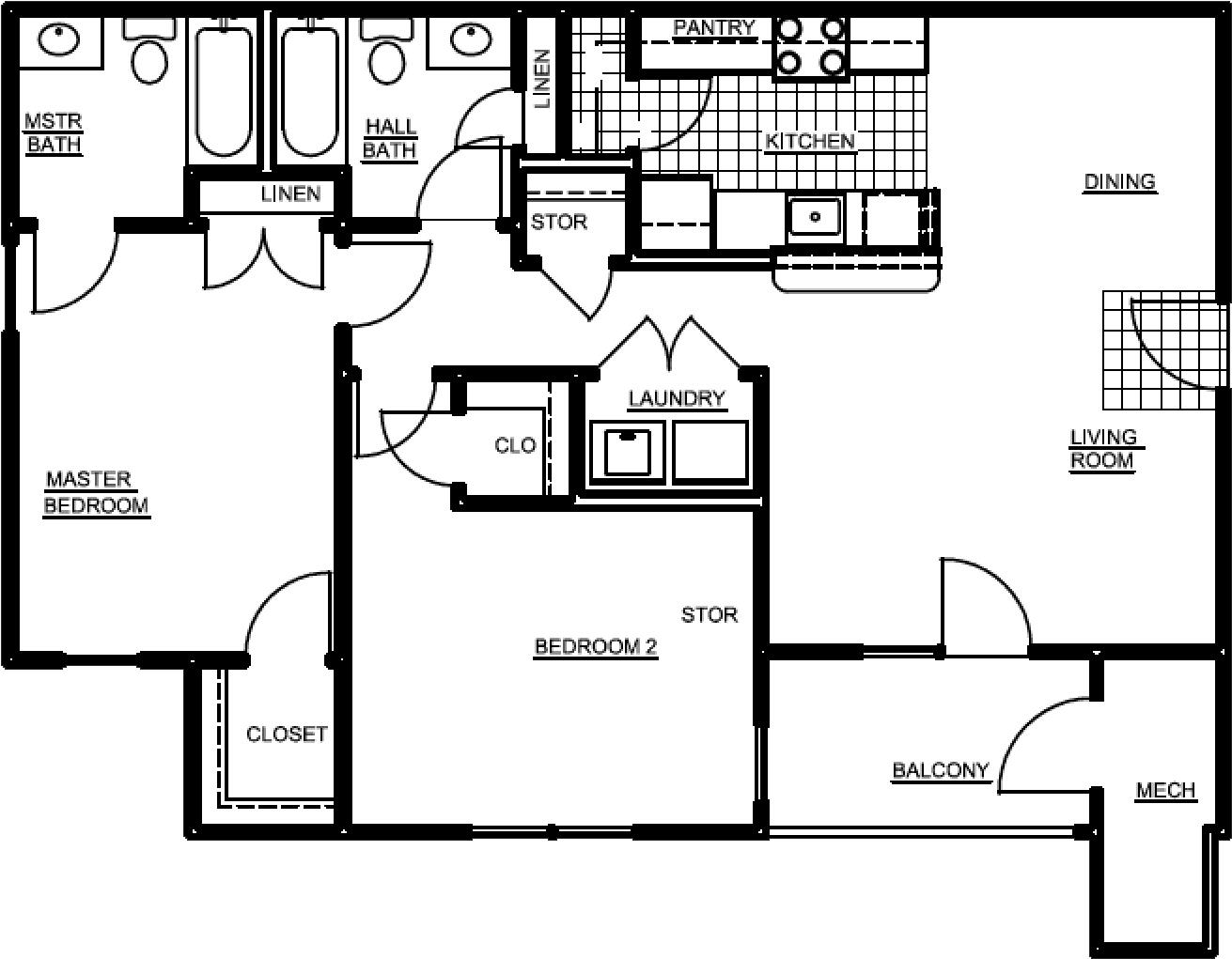 Crescent Place Apartments Crescent Floor Plan - Floor Plan (1328x1038), Png Download