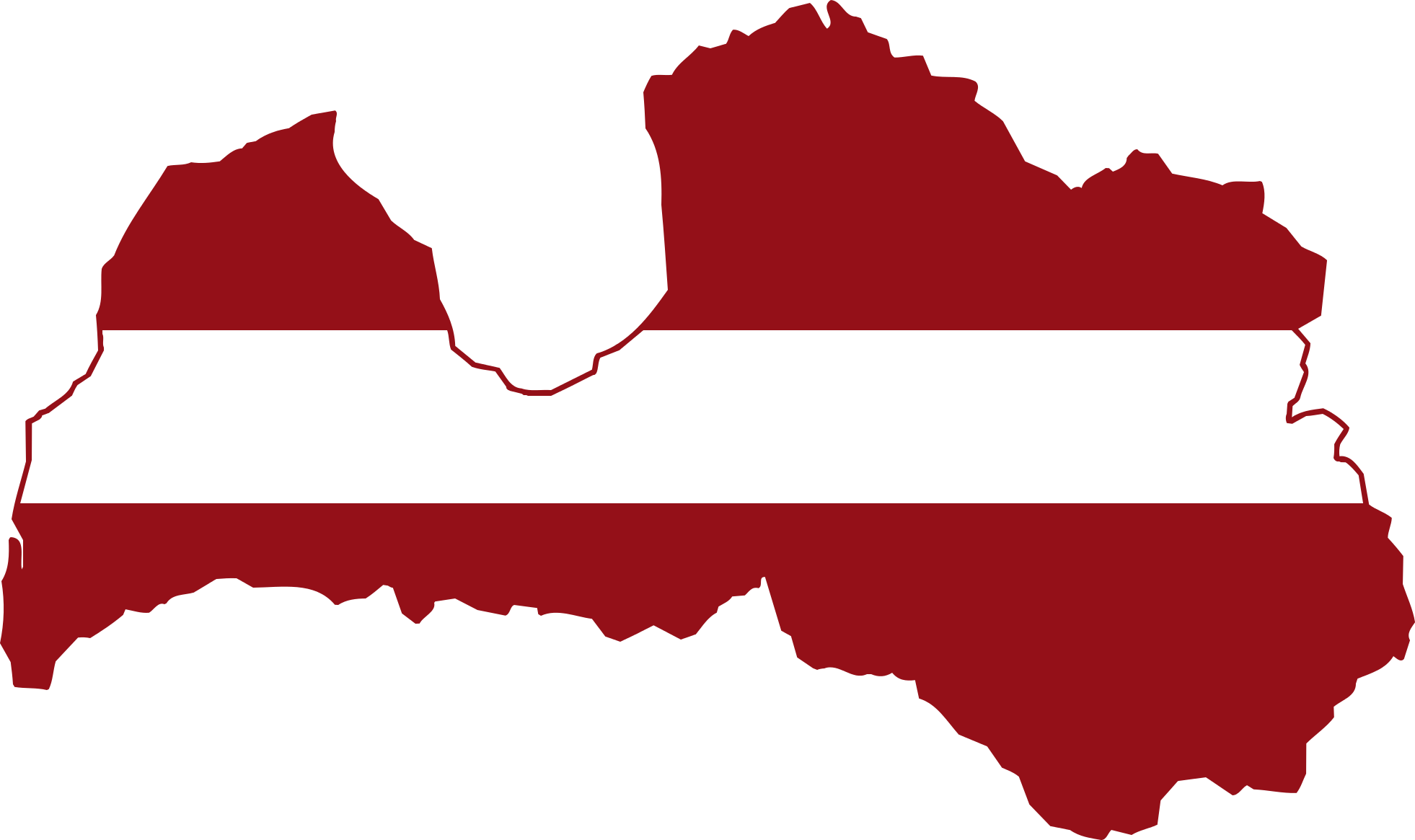 1962px Flag Map Of Latvia - Latvia Map Flag (1962x1165), Png Download