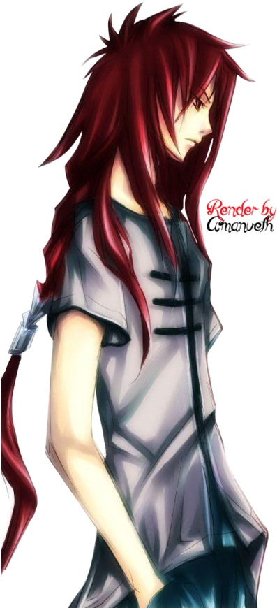 Red Hair Anime Guy, Anime Long Hair, Anime Hair, Boys - Anime Boy With Long Red Hair (400x887), Png Download