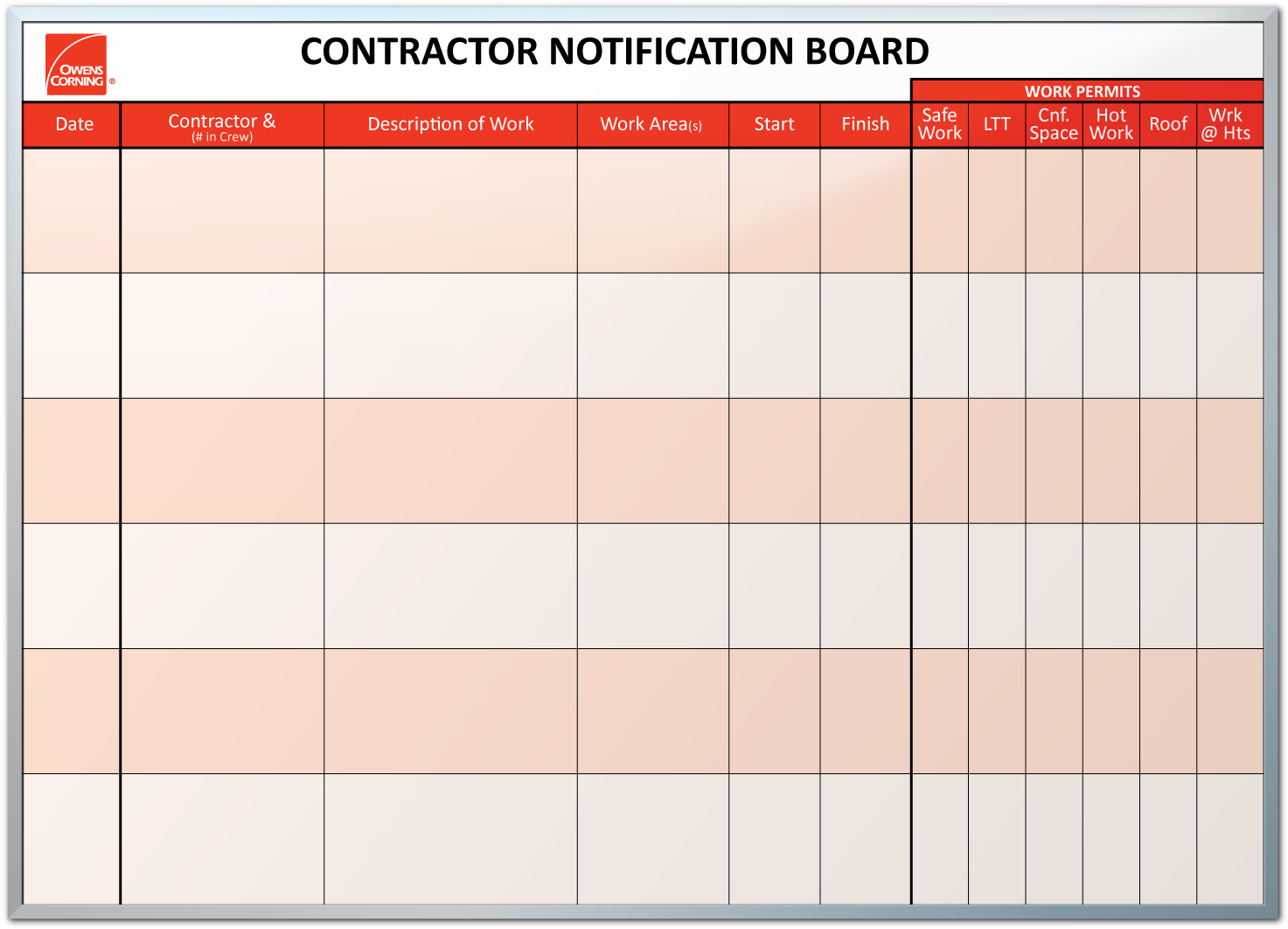 Owens Corning Contractor Notification Dry Erase Board - Number (1588x1168), Png Download