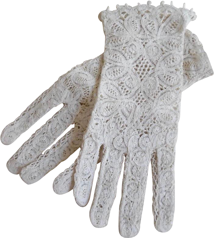 Vintage Cotton Lace Summer/ Wedding Gloves Cotton Gloves, - Glove (778x778), Png Download
