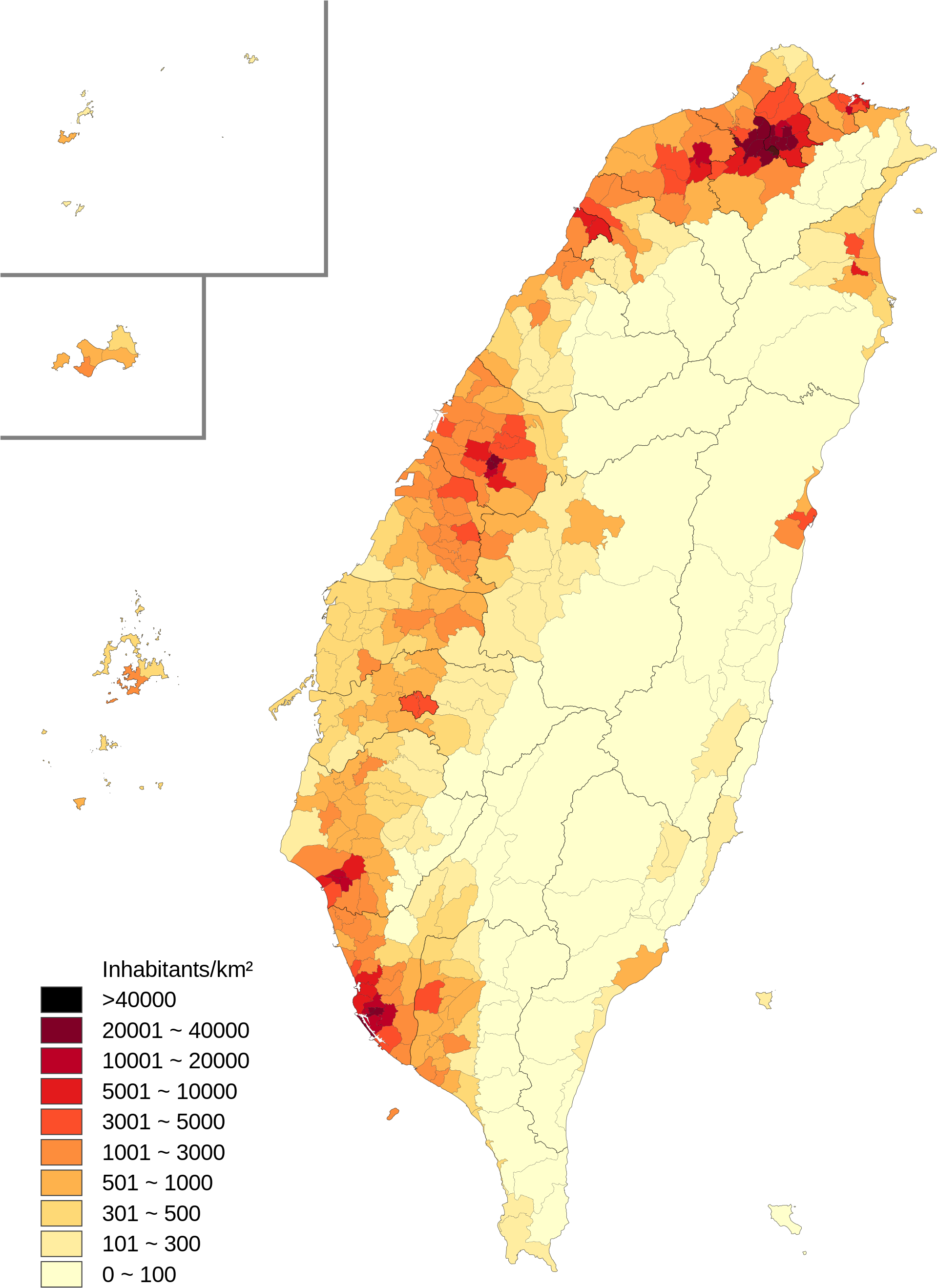 List Of Cities In Taiwan - Population Map Of Taiwan (2000x2708), Png Download