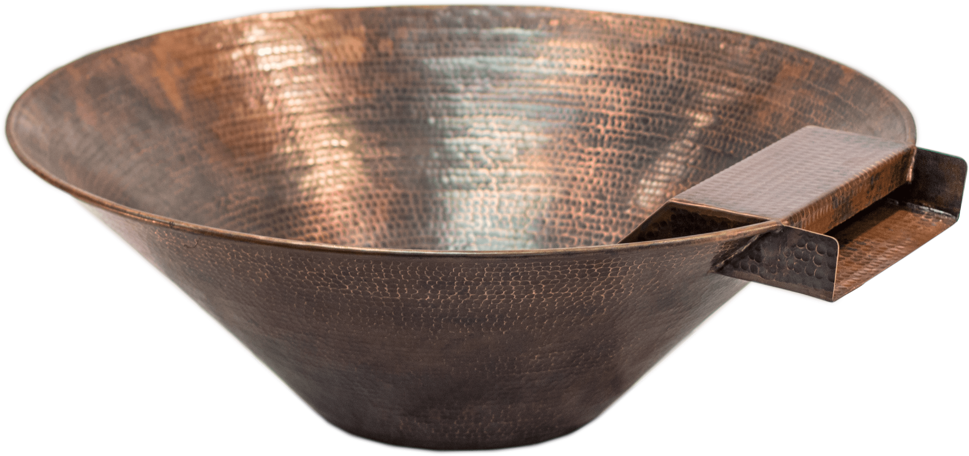 Hammered Copper Cone Planter And Water Bowl - Copper Bowl With Water (3488x1712), Png Download