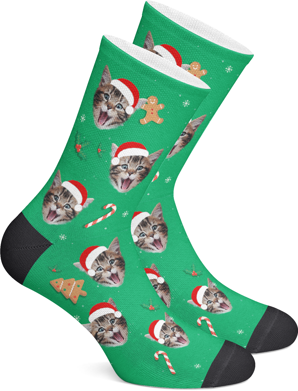 Santa Hat Green - Personalized Socks (1800x1800), Png Download