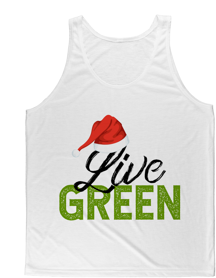 Live Green Santa Hat Classic Sublimation Adult Tank - T-shirt (1024x1024), Png Download