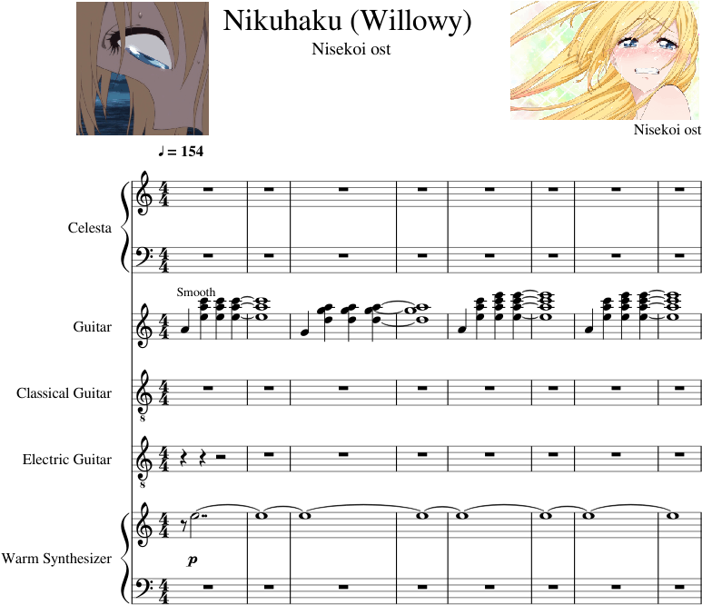 Nisekoi Ost Sheet Music For Percussion, Guitar, Synthesizer - Percussion (850x1100), Png Download