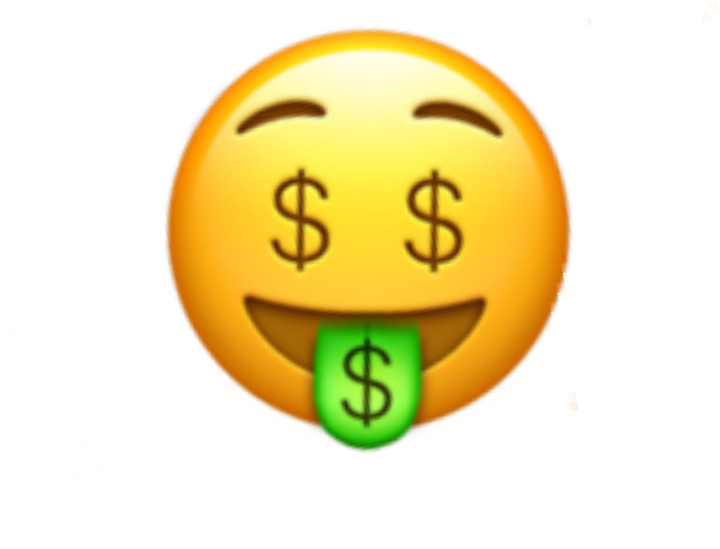 Money Face Emoji Moneyeyes Eyes Iphone Sticker Random (1024x1024), Png Download