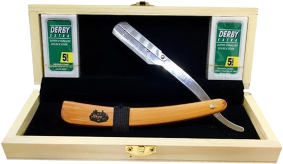 The Old School Straight Razor & Wooden Box & Derby - Derby Extra Double Edge Razor Blades (600x600), Png Download