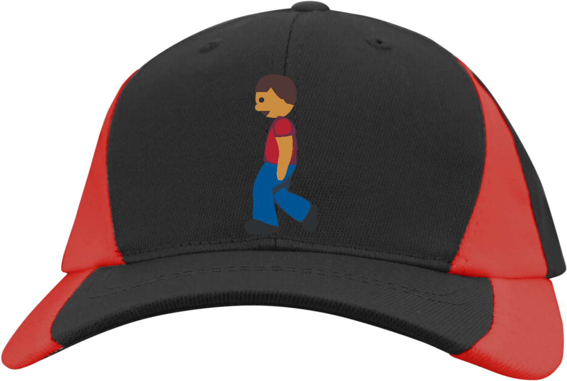 Man Walking Emoji Ystc11 Sport-tek Youth M - Eggplant Emoji Mid-profile Colorblock Hat (1155x1155), Png Download