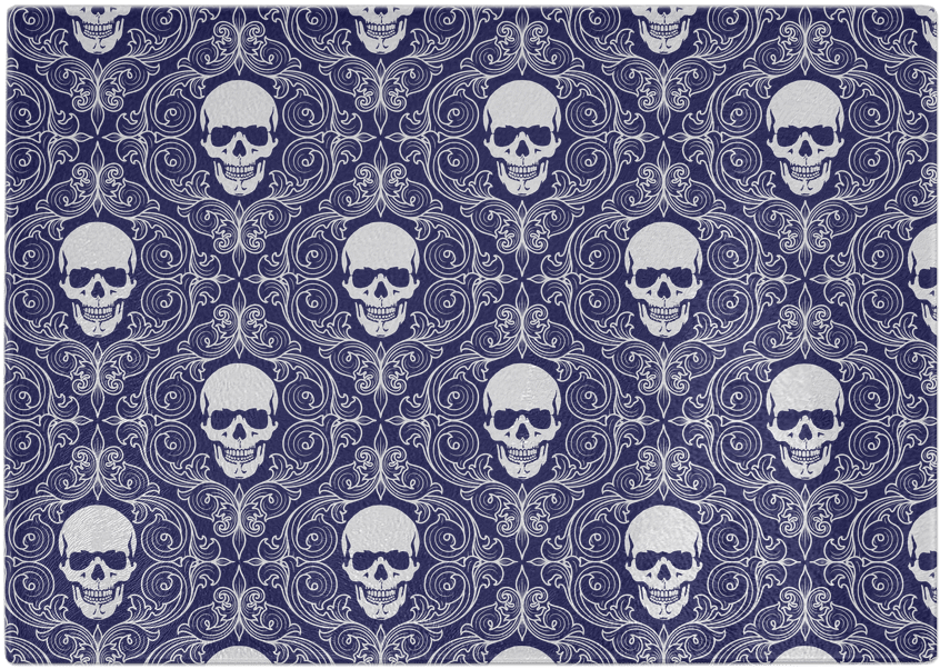 Teelaunch Cutting Boards Blue Skulls Cutting Board - Silk Square Scarf - Lv Skull Terror Cltn (1024x1024), Png Download
