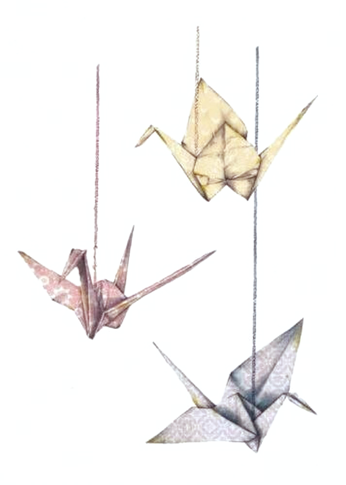 Download - Paper Crane Tattoo Illustration (712x998), Png Download