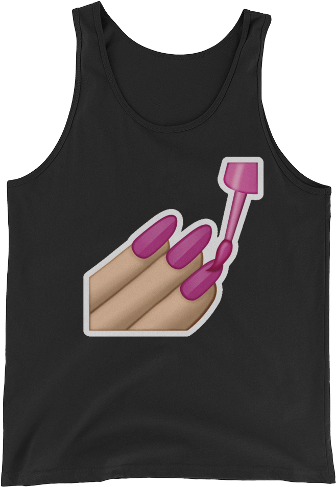 Men S Emoji Tank Top Nail Polish Just Black (1000x1000), Png Download