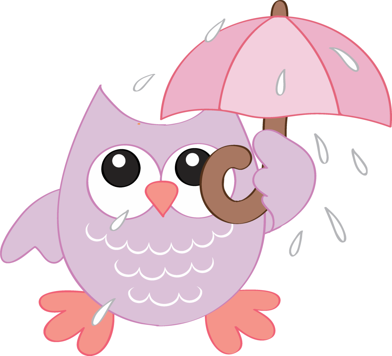 Rainbow Clipart Owl - 猫头鹰 卡通 打 伞 (1280x1162), Png Download
