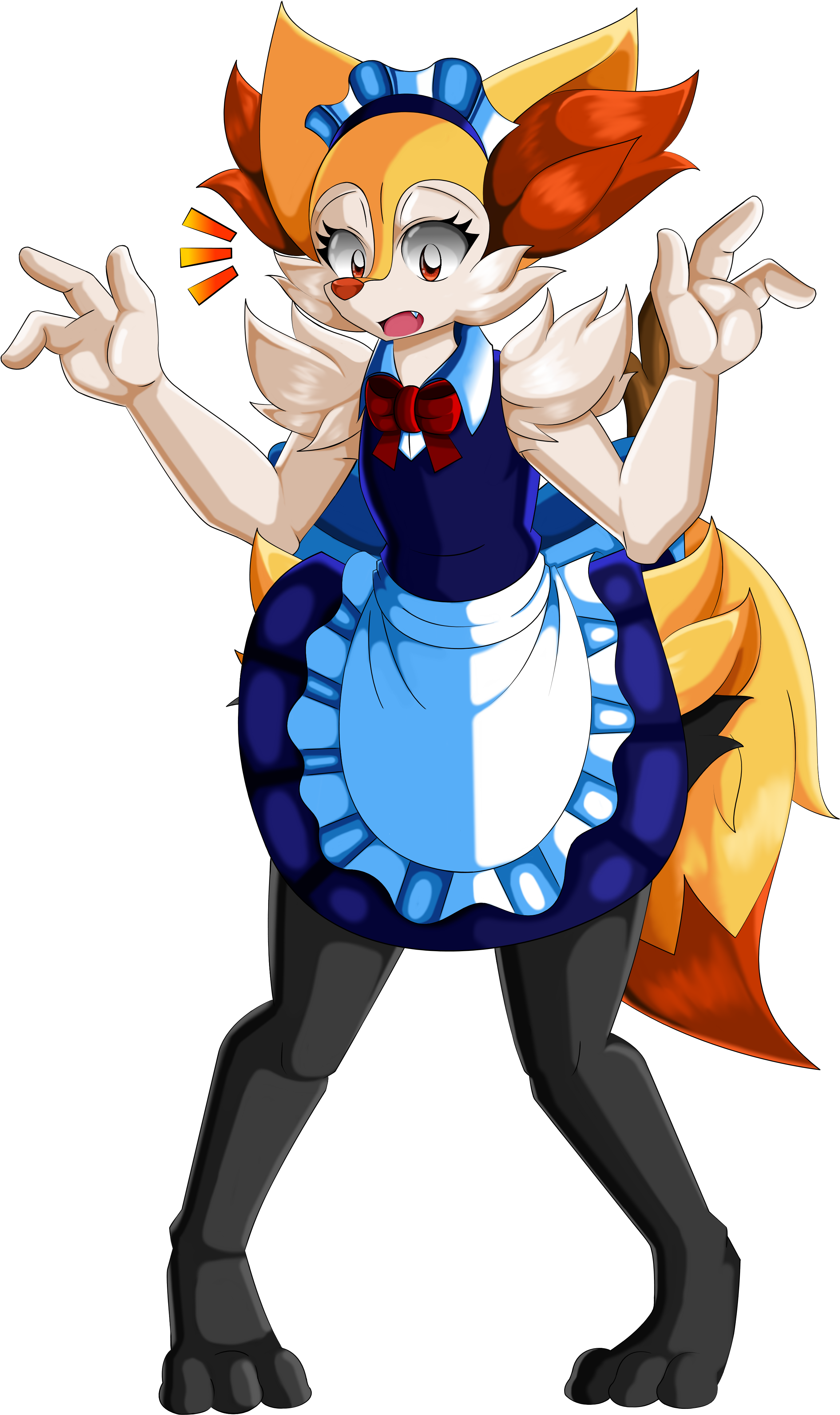 Maid Braixen - Cartoon (2912x4776), Png Download