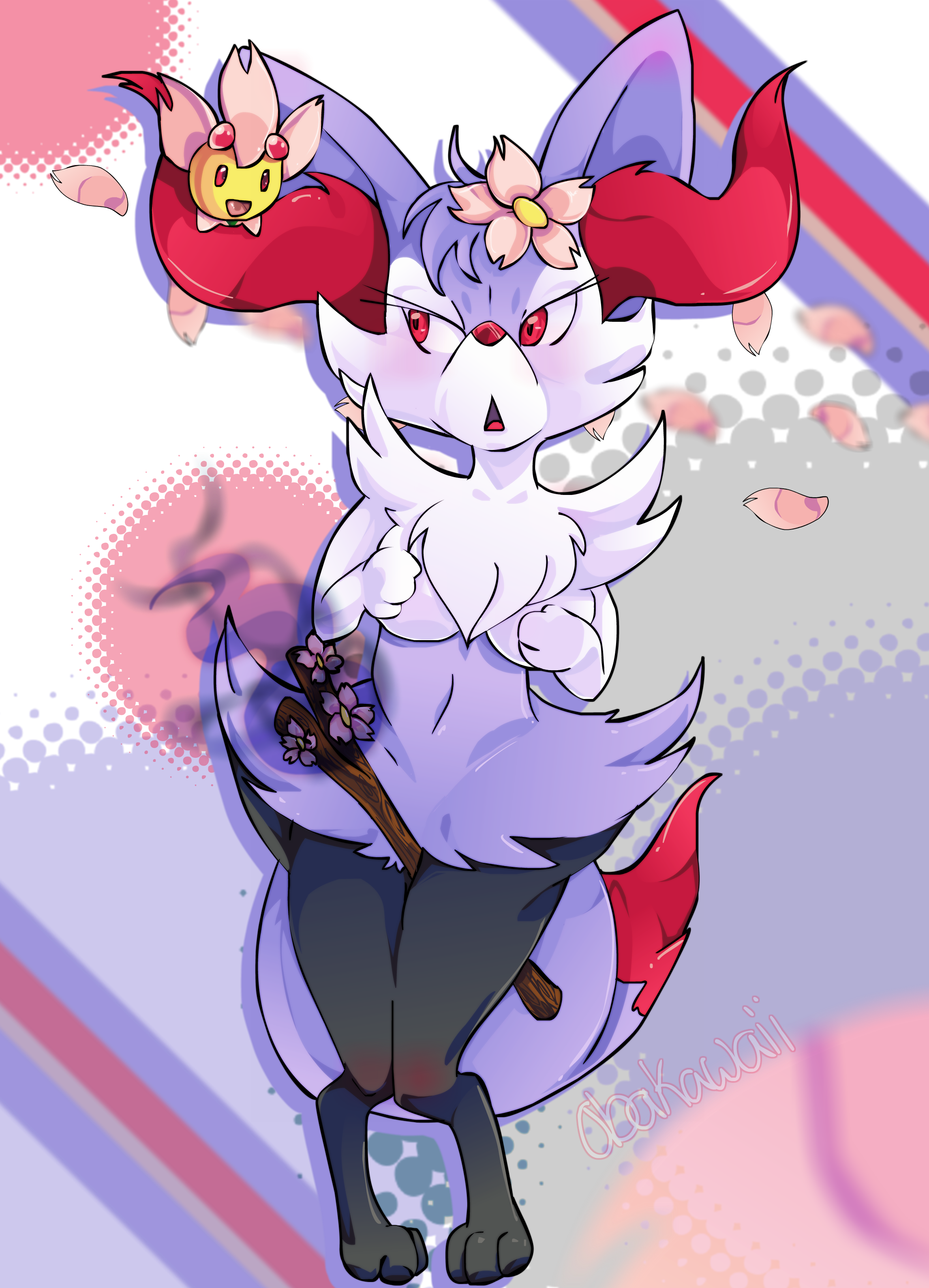 Sakura Braixen - Shiny Braixen Fan Art (2292x3175), Png Download