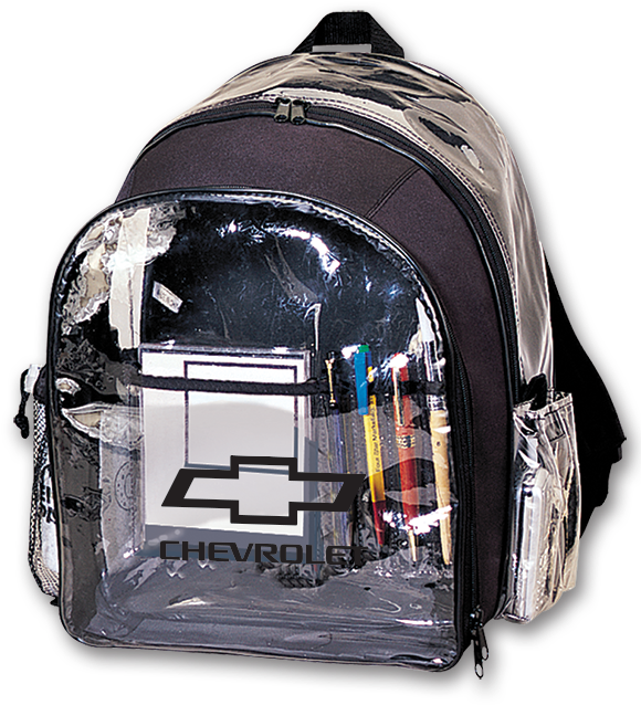 Clear Plastic Backpack W/ Open Bowtie Racing - Backpack (586x650), Png Download