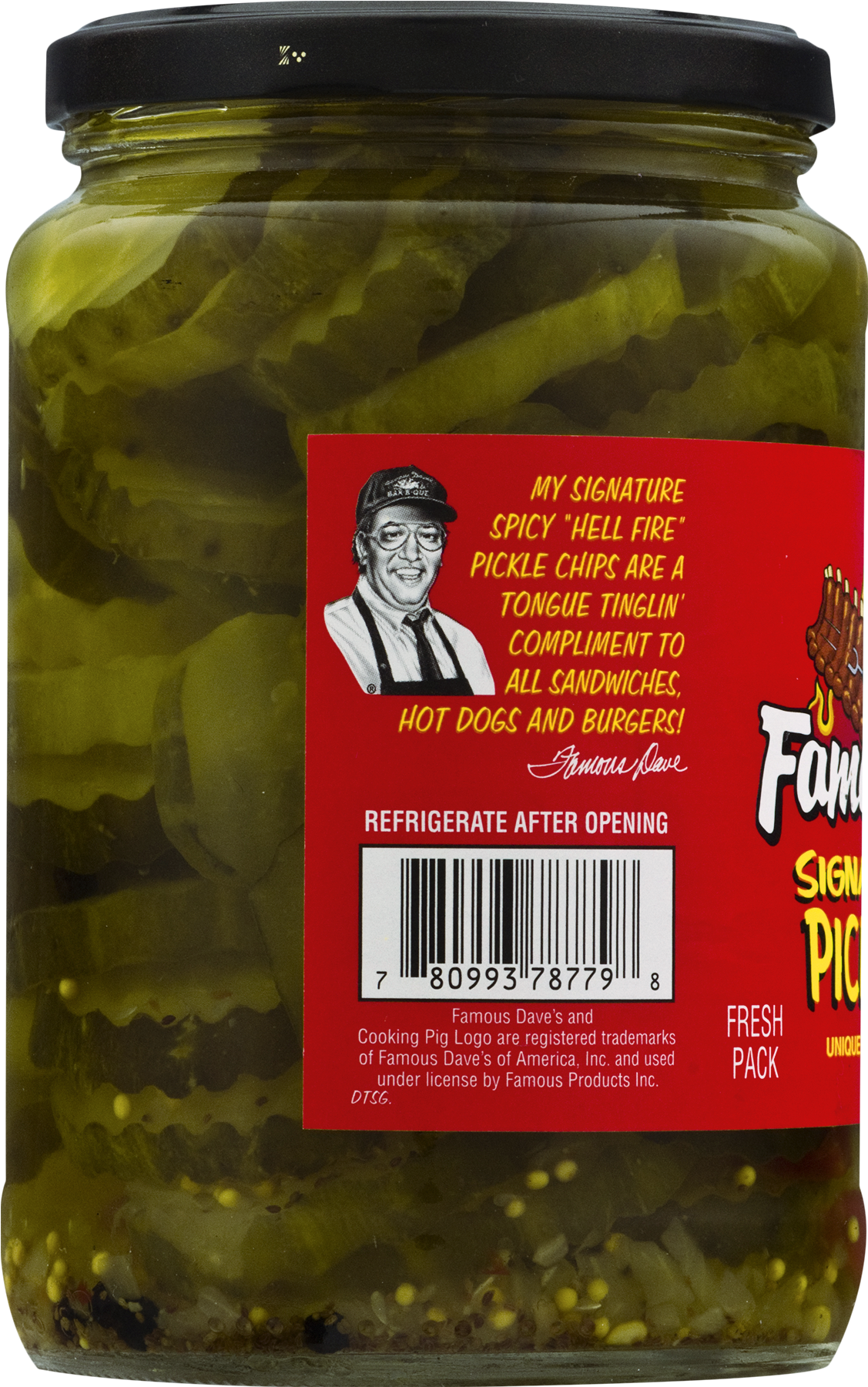 Famous Dave's Signature Spicy Pickle Chips 24 Fl - Famous Dave's Signature Spicy Pickle Chips - 24 Fl (1800x1800), Png Download