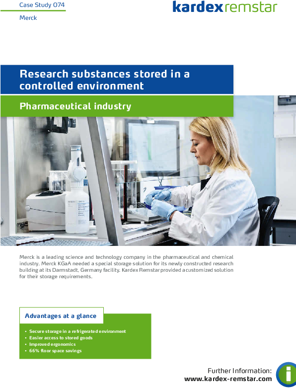 Research Substances Stored In A Controlled Environment - Kardex Mlog (595x842), Png Download
