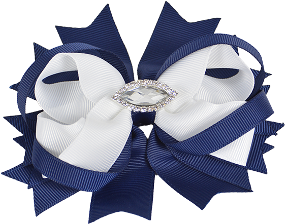 Rwc34901 Two Tone Small Ribbon Bow Navy And - Gift Wrapping (599x599), Png Download
