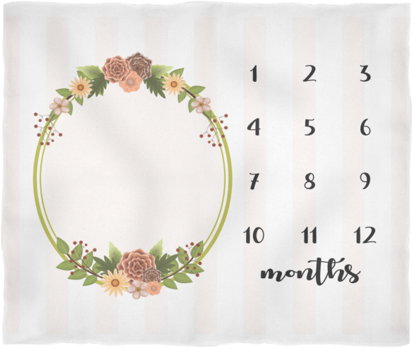 Striped Floral Monthly Milestone Baby Blanket - Blanket (620x620), Png Download