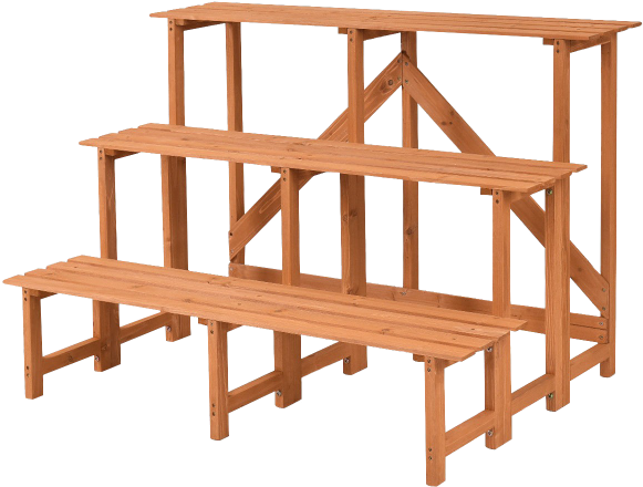 3-tier Wide Wood Flower Pot Step Ladder Plant Stand - Wood (600x600), Png Download