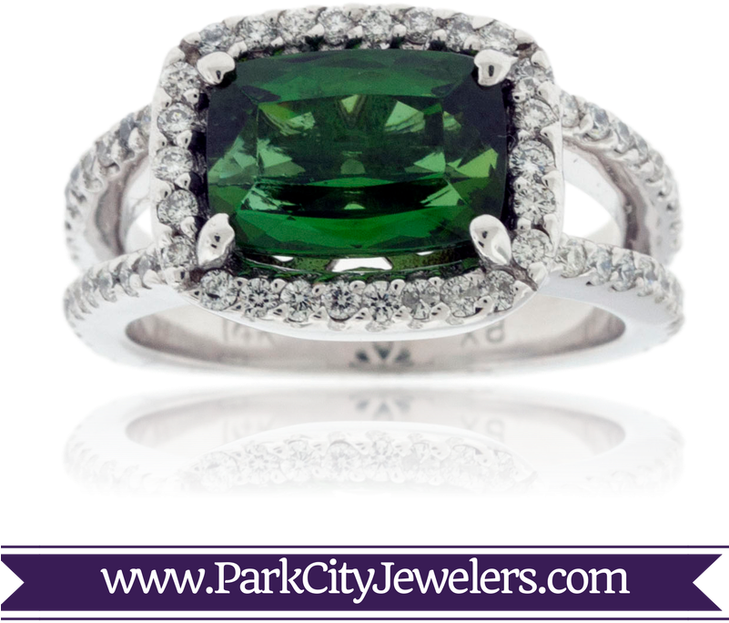 Green Tourmaline And Diamond Ring (800x800), Png Download