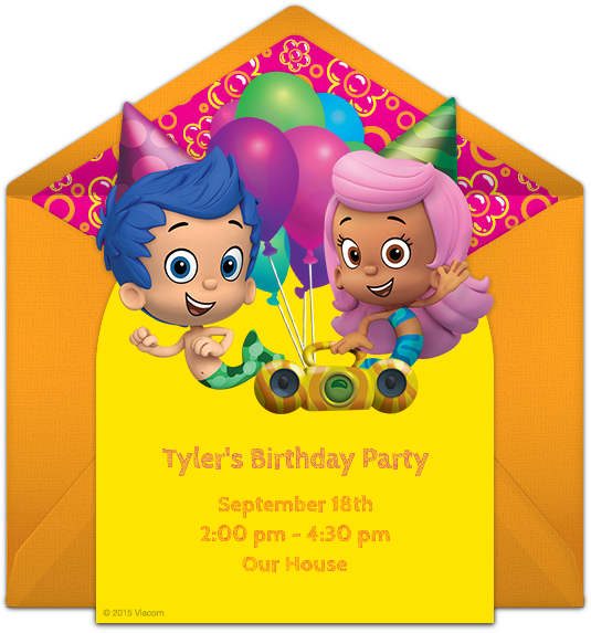 Bubble Guppies Birthday Online Invitation - Bubble Guppies Twin Birthday Party Invitations (650x650), Png Download