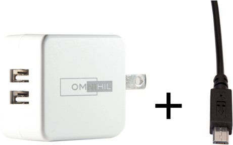 Omnihil 2-port Usb Charger W/ Usb Cable For Mini Projector, - Omnihil 2-port Wall Usb Charger W/ Usb Cable For Solo (600x386), Png Download