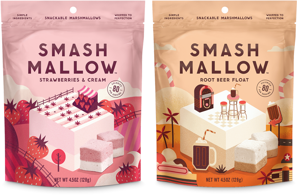 I Worked With Hatch Design, A Branding Agency, To Create - Smashmallow - Snackable Marshmallows Strawberries & (1000x654), Png Download