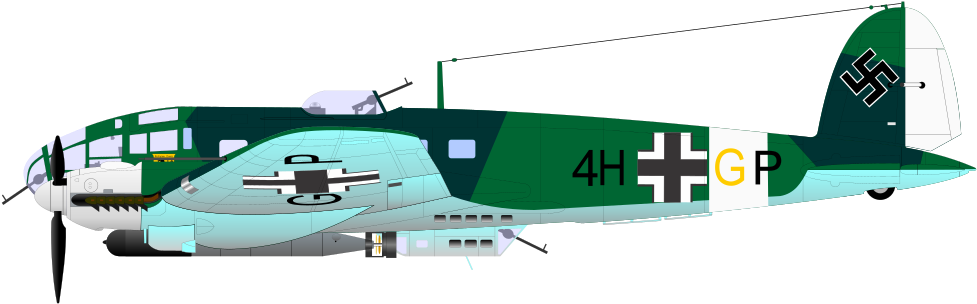 Jet Fighter Clipart Fighter Aircraft - Heinkel He 111 Png (800x335), Png Download