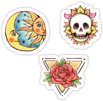 Watercolor Old School Tattoos // Roses, Skull, Moon - Capa Transparente Personalizada Para Sony Xperia Z5 (375x360), Png Download