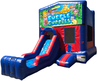 Bubble Guppies Mini Red & Blue Bounce House Combo W/ - Descendants Bounce House (504x378), Png Download