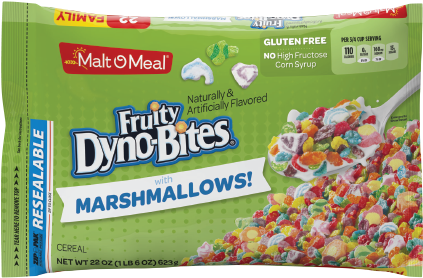 Packaging Of Fruity Dyno-bites With Marshmallows - Malt O Meal Fruity Dyno Bites With Marshmallows (427x295), Png Download